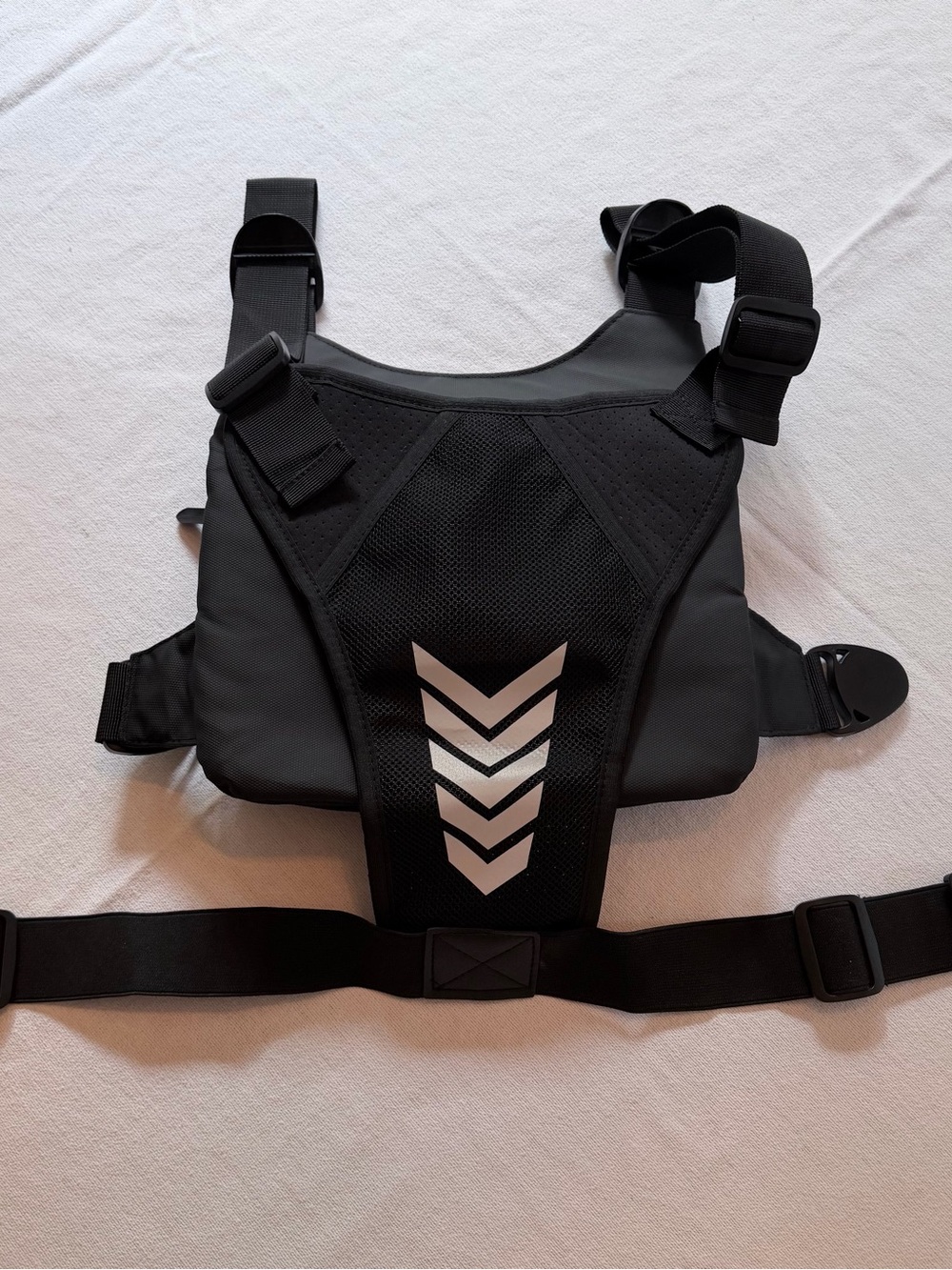 Black Tactical Chest Rig Vest Adjustable w/ Pockets One Size Nylon - Picture 4 of 7